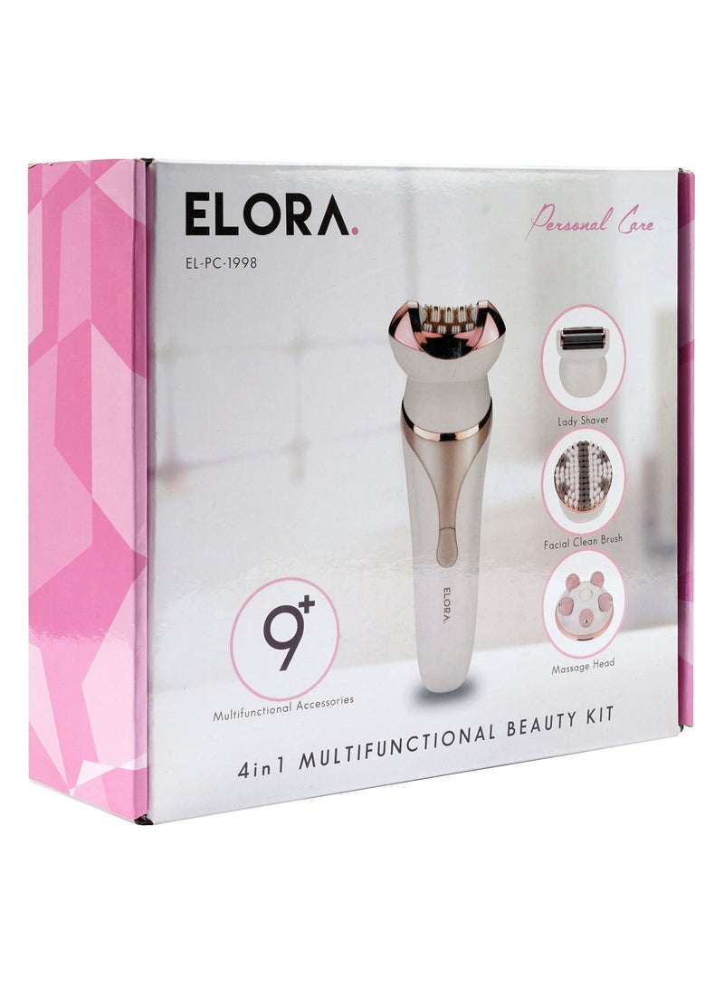 Elora 4-In-1 Women’s Cordless Shaver & Beauty Kit | EL-PC-1998 | Wet & Dry | Waterproof | USB Rechargeable | Pink/White - Image 5